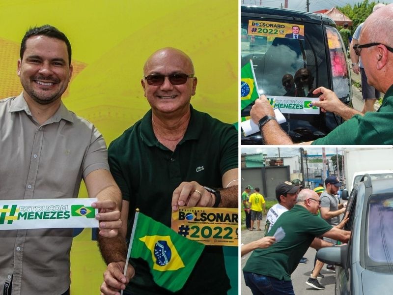Adesivaço com propaganda eleitoral em Manaus com Coronel Menezes e Alberto Neto