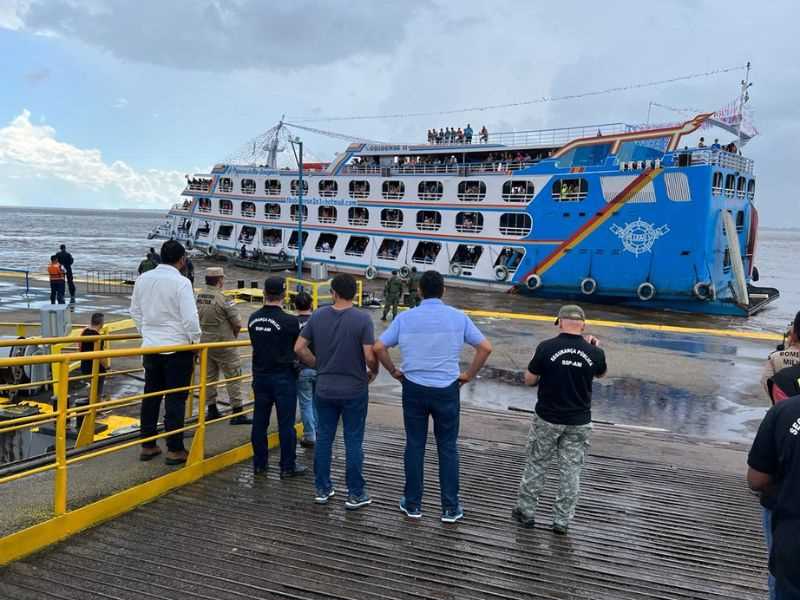 Na tarde desta quinta-feira foram realizados vários testes para a reabertura do Porto de Paritins (Foto: Divulgação/Prefeitura de Parintins)