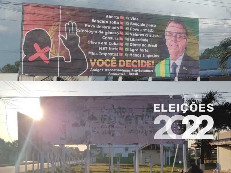 Retirada dos outdoors com propaganda eleitoral irregular ocorreu imediatamente após decisão do TRE-AM (Foto: Divulgação/TRE-AM)