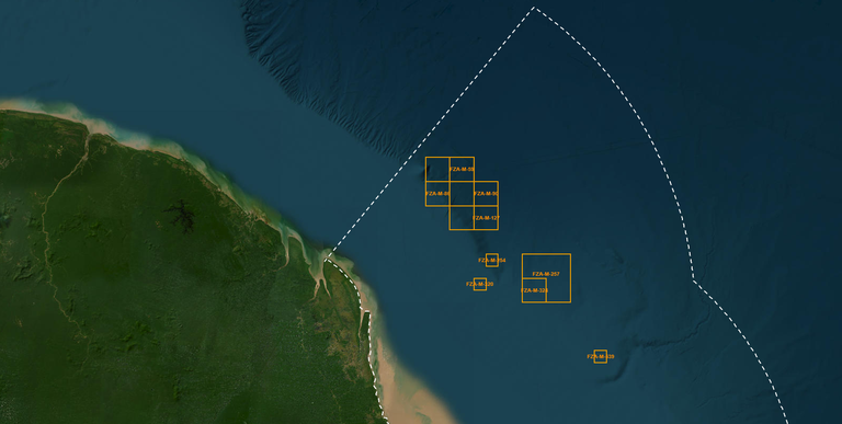 mapa da bacia sedimentar em que petrobras quer explorar petróleo