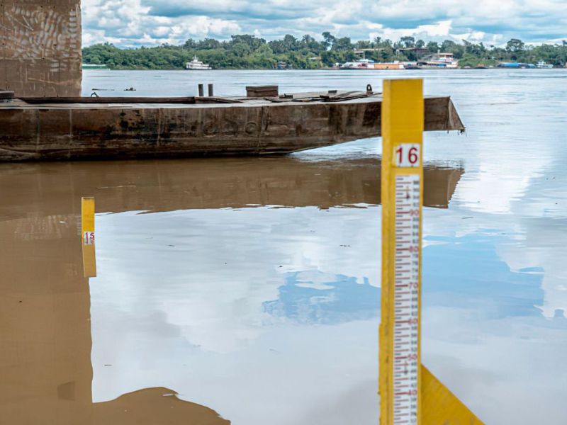 Com previsão de seca mais severa em 2024, rios do Amazonas vem registrando níveis abaixo da média (Foto: Defesa Civil/Porto Velho)