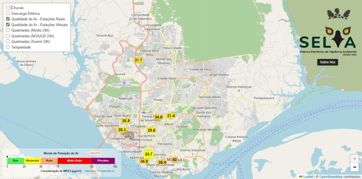 Imagem do SELVA mostra a melhoria da qualidade do ar em Manaus