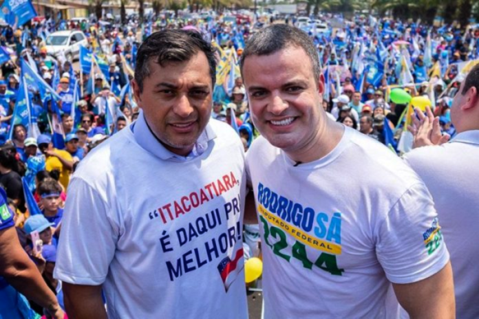 Governador Wilson Lima e presidente estadual do PP, Rodrigo de Sá.