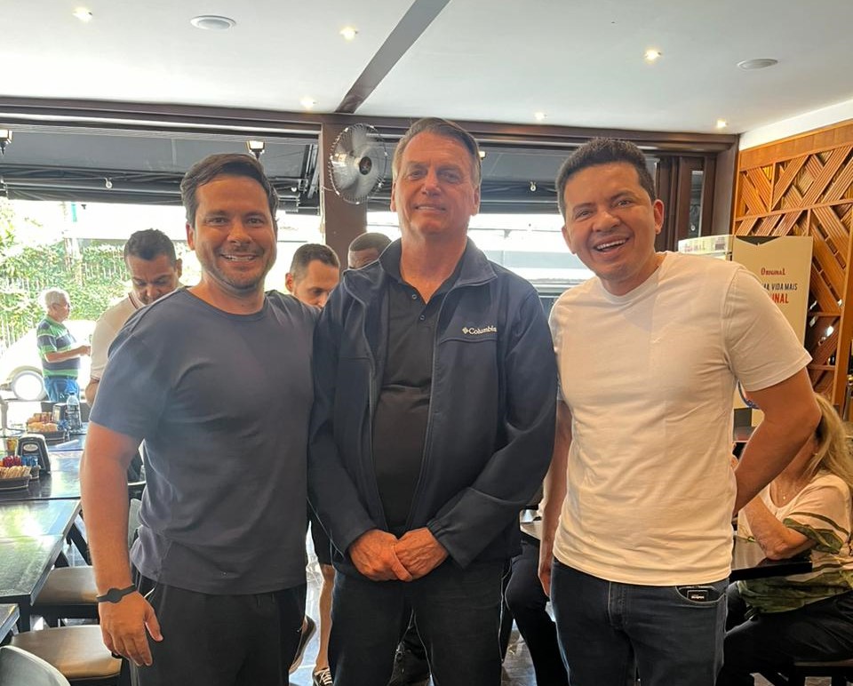 Alberto Neto, Jair Bolsonaro e Delegado Péricles, em São Paulo