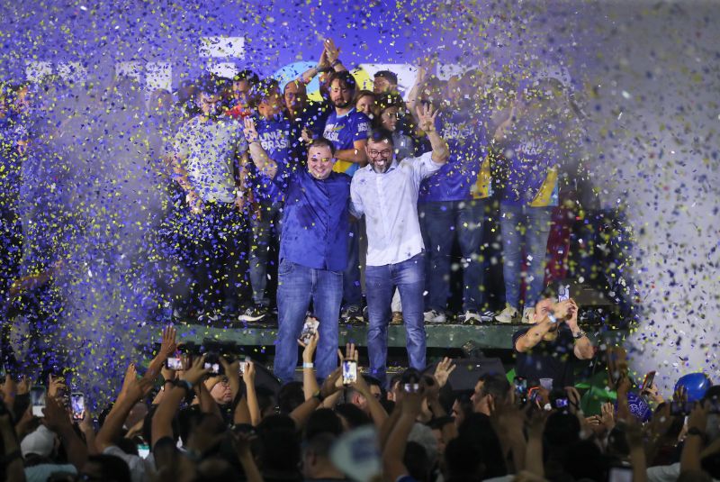Roberto Cidade e Wilson Lima, em festa do UB em Manaus