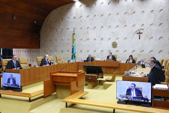 Ministros do STF durante sessão plenária, nesta quinta-feira (25/4) - (crédito: Antonio Augusto/STF)