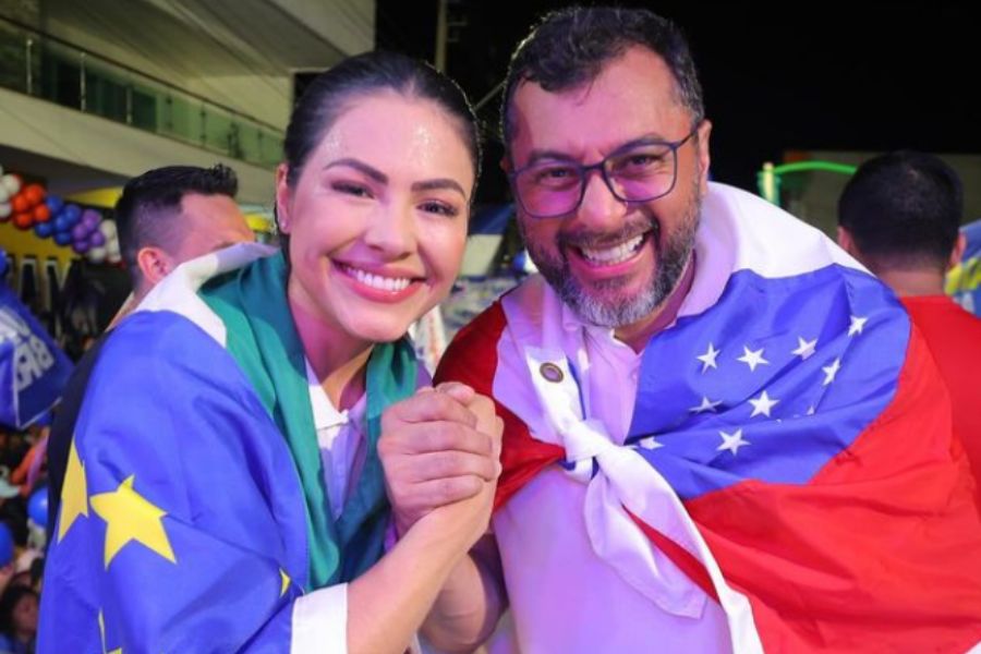 No dia 17 de maio, Wilson Lima esteve em Parintins para lançar, oficialmente, a pré-candidatura de Brena à prefeitura (Foto: Reprodução/Instagram)