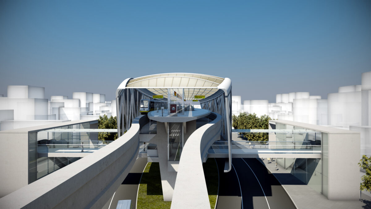 Projeto arquitetônico do monotrilho que seria construído em Manaus, em 2014 (Foto: Fernandes/Arquitetos Associados)
