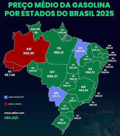 gasolina,Amazonas,ANP,preço da gasolina