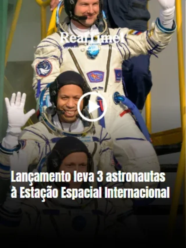 Lançamento leva 3 astronautas à Estação Espacial Internacional