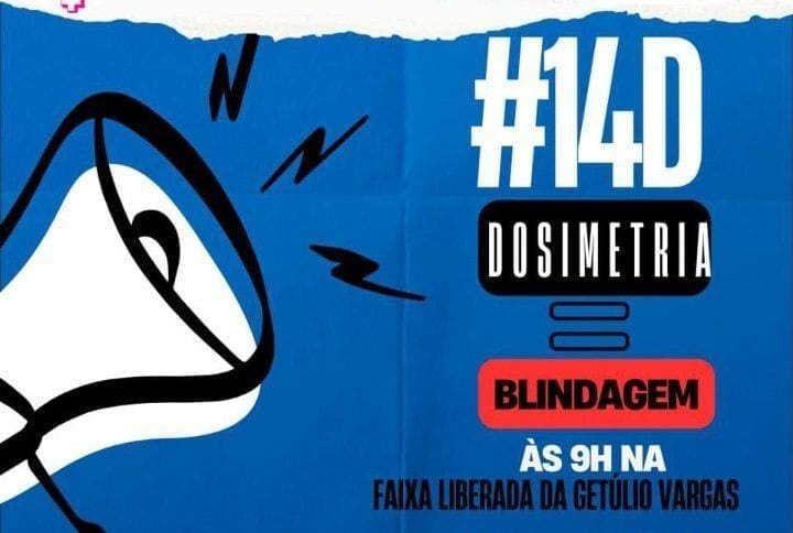 Card de divulgação do ato do dia 14 de dezembro contra o PL da Dosimetria, com horário e local do protesto em Manaus.