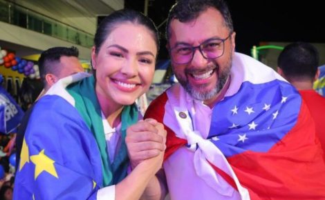 No dia 17 de maio, Wilson Lima esteve em Parintins para lançar, oficialmente, a pré-candidatura de Brena à prefeitura (Foto: Reprodução/Instagram)