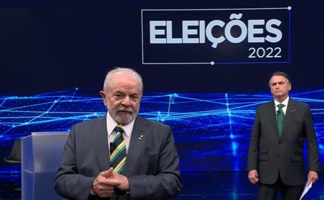 Lula e Bolsonaro durante debate televisivo (TV Band/reprodução)
