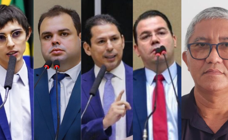 Amom Mandel (Cidadania), Roberto Cidade (União Brasil), Marcelo Ramos (PT), Wilker Barreto (Mobiliza) e Gilberto Vasconcelos (PSTU)