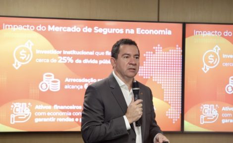 O presidente da confederação, Dyogo Oliveira. Foto: Alessandro Mendes/CNseg - 26/mai/2023