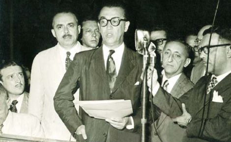 Isaac Sabbá e Presidente JK, na inauguração da Refinaria de Manaus, em 1947