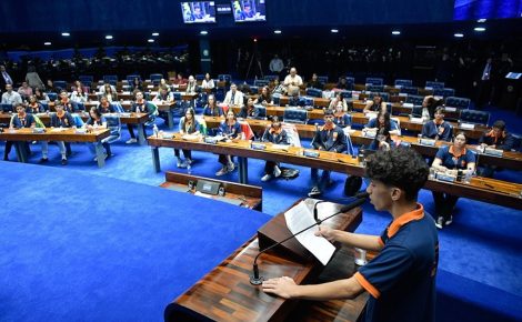 Jovens senadores deliberam sobre projetos de lei apresentados por eles no Senado (Foto: Geraldo Magela/Agência Senado)