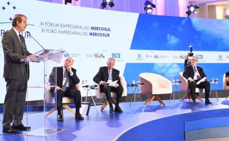 Declaração conjunta do setor privado no Mercosul foi apresentada durante o XI Fórum Empresarial do Mercosul, principal evento prévio à cúpula do bloco, promovido pela CNI e pelo Ministério das Relações Exteriores (MRE). (Foto: Iano Andrade/CNI)