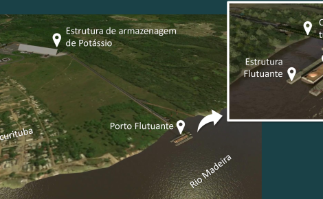 Arte da estrutura de armazenagem e porto flutuante- Imagem: Potássio Brasil