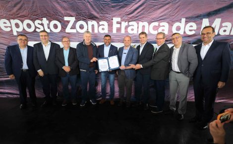 Wilson Lima dá início à instalação de entreposto da ZFM em São Borja (RS) para fomentar negócios com países do Mercosul (Foto: Diego Peres/Secom e Divulgação Prefeitura de São Borja)