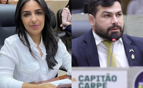 Da esquerda para direita. vereadora Thaysa Lippy e o vereador Capitão Carpê (Reprodução)