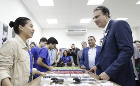 Ministro da Educação, Camilo Santana, durante a inauguração do Centro de Tecnologia, Desenvolvimento e Inovação (CTDI) no campus Manaus Zona Leste do Instituto Federal do Amazonas, Ifam. (Fotos: Alex Pazuello / Secom)