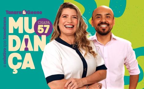 A professora Tanara Lauschner e o candidato a vice-reitor, professor Geone Maia Corrêa, chapa 57 - "Mudança". (Foto: Divulgação)