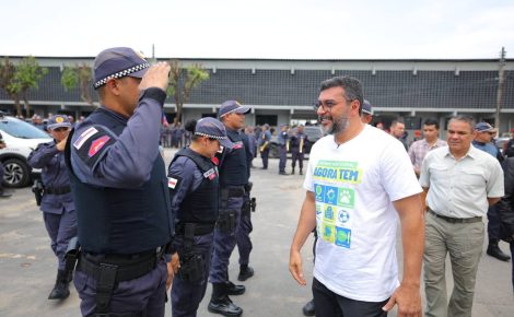Governador Wilson Lima durante visita ao curso de formação de alunos-soldados da Polícia Militar do Amazonas