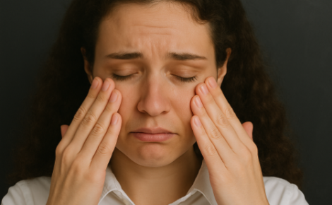 Sinal de "tristeza" em libras faz parte da gramática visual de Libras, onde o rosto comunica emoção junto com o movimento das mãos.