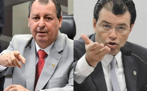 Senadores Omar Aziz e Eduardo Braga
