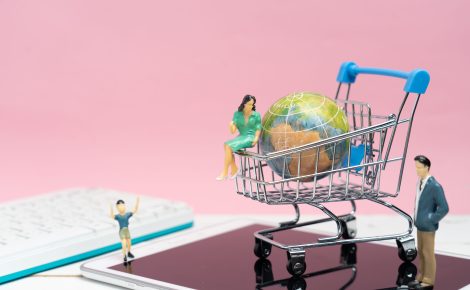 collection of shopping cart full of shopping time.top view or f