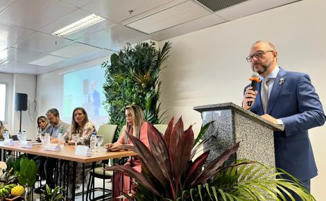 Dr. Plínio Monteiro durante sua posse, no dia 3 de setembro (Foto: Divulgação)