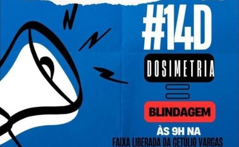 Card de divulgação do ato do dia 14 de dezembro contra o PL da Dosimetria, com horário e local do protesto em Manaus.
