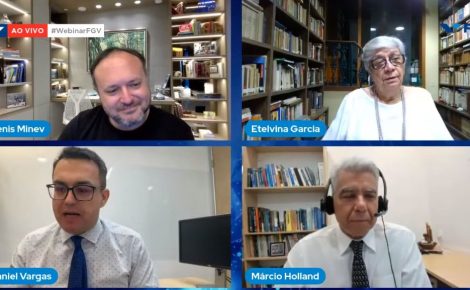 Denis Minev e Etelvina Garcia no webinar da FGV