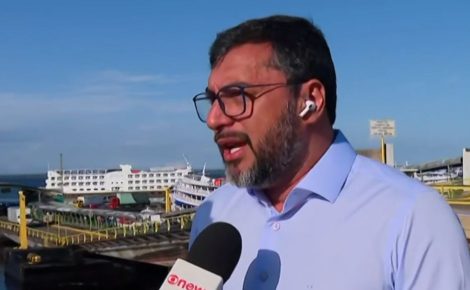 Governador Wilson Lima esteve no Porto de Manaus, de onde saiu uma equipe da GNews para uma expedição amazônica (Foto: Reprodução)
